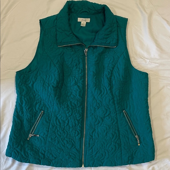 CJ Banks Teal Quilted Vest - Picture 1 of 5